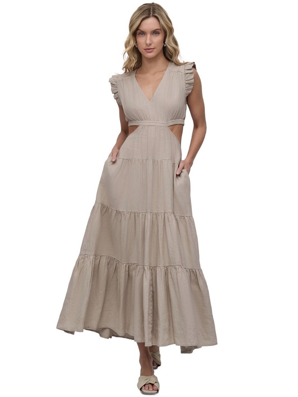 DKNY Cotton Gauze Cutout Maxi Dress